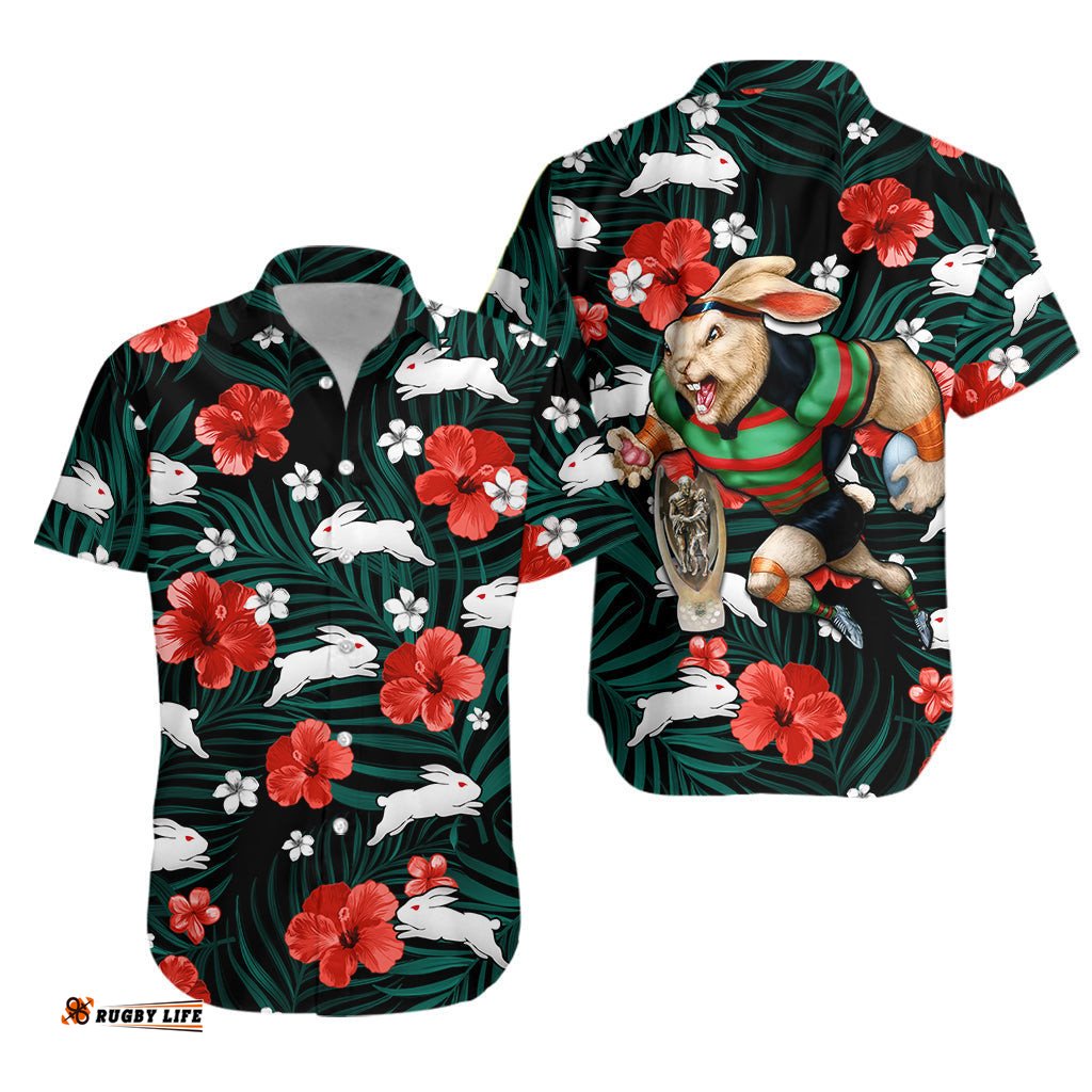 Rabbitohs Hawaiian Shirt Rugby South Sydney Tropical Flowers Impressive