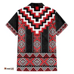 Red Taniko Aotearoa Hawaiian Shirt Niho Taniwha Mix Poutama