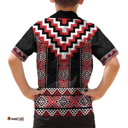 Red Taniko Aotearoa Hawaiian Shirt Niho Taniwha Mix Poutama