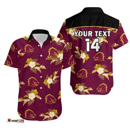 Custom Text And Number Broncos Rugby Hawaiian Shirt Polynesian Tribal Mix Tropical Hawaiian Style