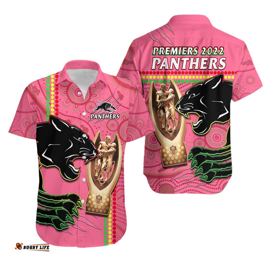 Panthers Rugby Hawaiian Shirt The Riff Premiers Aboriginal Pink