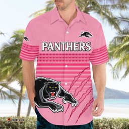 Custom Text And Number Penrith Panthers Rugby Hawaiian Shirt Authentic Permiers Pink Version