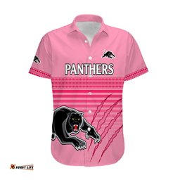 Custom Text And Number Penrith Panthers Rugby Hawaiian Shirt Authentic Permiers Pink Version