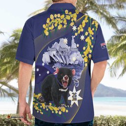 Tasimania Devil Australia Day Hawaiian Shirt Aussie Aussie Aussie Oi! Oi! Oi! Blue
