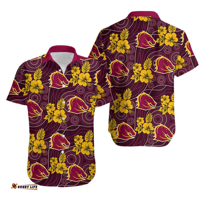 Broncos Rugby Hawaiian Shirt Hawaii Style Mix Aboriginal