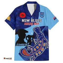 Custom NSW Blues ANZAC Day Hawaiian Shirt Australian Platypus Mix Camouflage