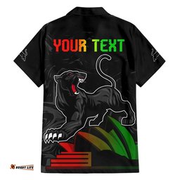 Personalised NRL Panthers Australia Day Hawaiian Shirt Proud Of Our Boys Black