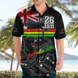Personalised NRL Panthers Australia Day Hawaiian Shirt Proud Of Our Boys Black