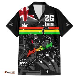 Personalised NRL Panthers Australia Day Hawaiian Shirt Proud Of Our Boys Black