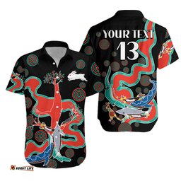 Custom Text and Number Rabbitohs Hawaiian Shirt Go The Bunnies Aboriginal