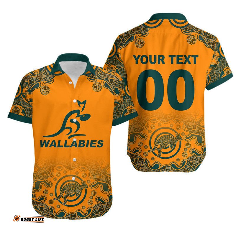 Custom Personalised And Number Australia Rugby Wallabies Hawaiian Shirt Replica Jersey No.1