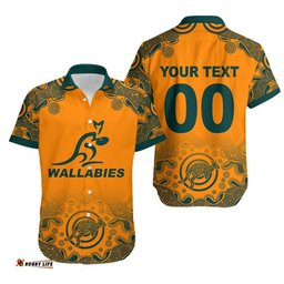 Custom Personalised And Number Australia Rugby Wallabies Hawaiian Shirt Replica Jersey No.1