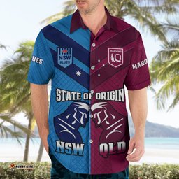 QLD Maroons And NSW Blues Rugby Hawaiian Shirt Sporty Version