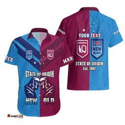 Personalised QLD Maroons And NSW Blues Rugby Hawaiian Shirt Sporty Version