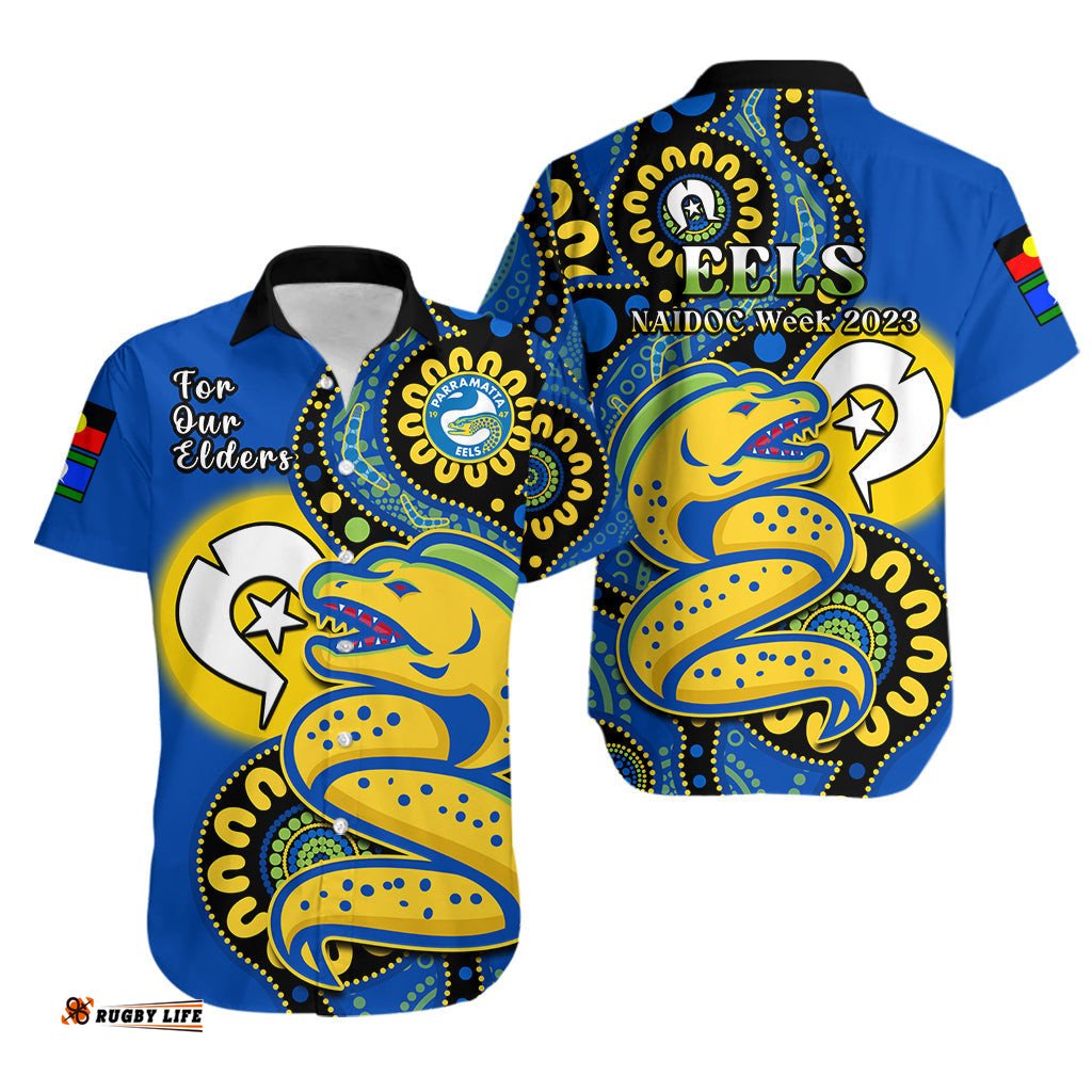 Eels Rugby NAIDOC Hawaiian Shirt For Our Elders Aboriginal