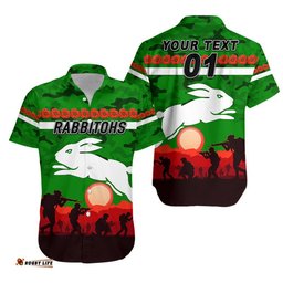 Custom Personalised South Sydney Rabbitohs ANZAC Hawaiian Shirt Simple Style Green