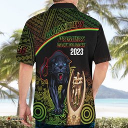 Panthers Rugby Hawaiian Shirt Go Premiers Back To Back Polynesian Indigenous Art
