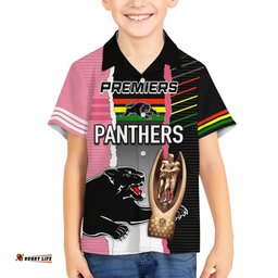 Personalised Panther Rugby NRL Premiers Hawaiian Shirt Panther Pride Black & Pink Sporty Vibe