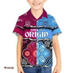 NSW Combine QLD State of Origin Hawaiian Shirt New South Wales and Queensland Aboriginal