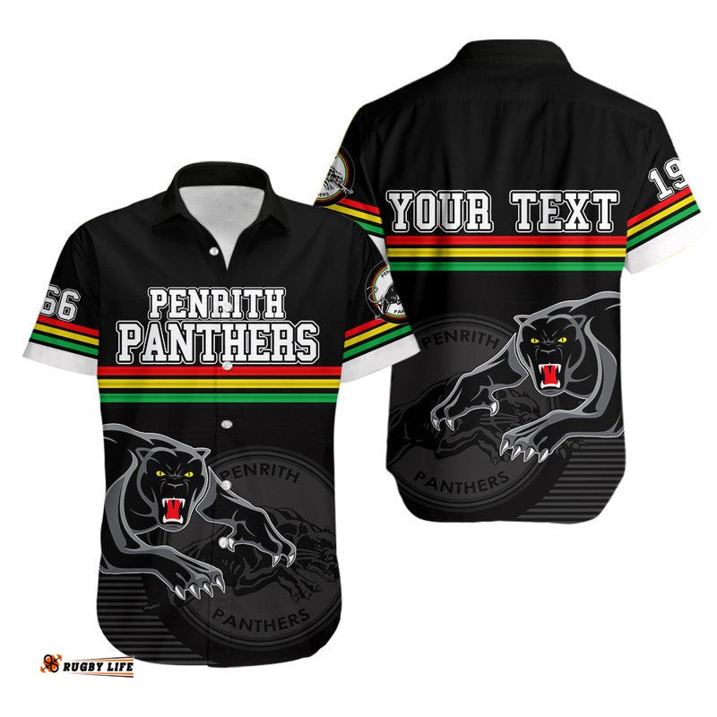 Custom Personalised Penrith Panthers Retro 1966 Hawaiian Shirt Black