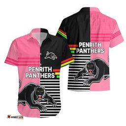 Penrith Panthers Rugby Hawaiian Shirt Proud The Panthers Comeback Black and Pink