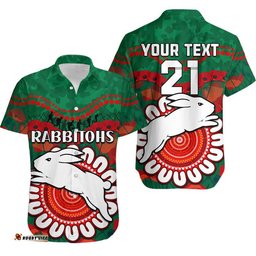 Custom Personalised Rabbitohs Rugby ANZAC Hawaiian Shirt Camouflage Poppy