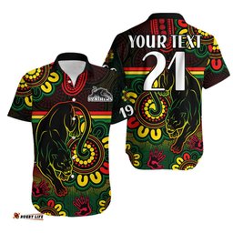 Custom Personalised NRL Penrith Panthers Rugby Hawaiian Shirt Panthers 1966 Aboriginal