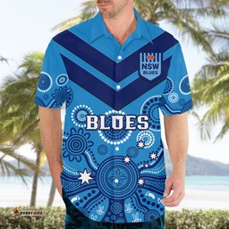 NSW Rugby Hawaiian Shirt Blues Aboriginal Art