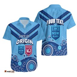 Custom State of Origin NSW Blues Vs QLD Maroon Rugby Hawaiian Shirt Blue Style