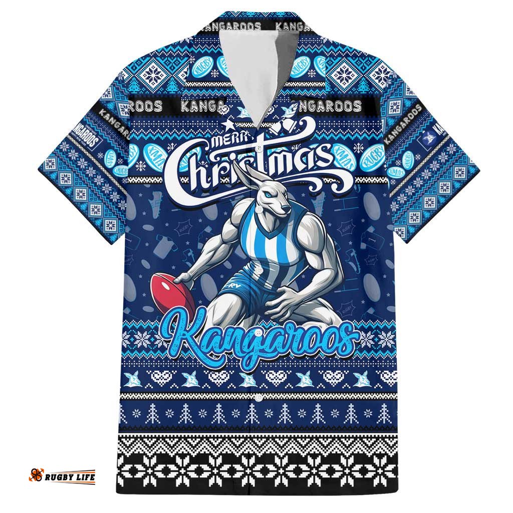 Personalized Kangaroos Football Xmas Hawaiian Shirt Australia AFL Mascot