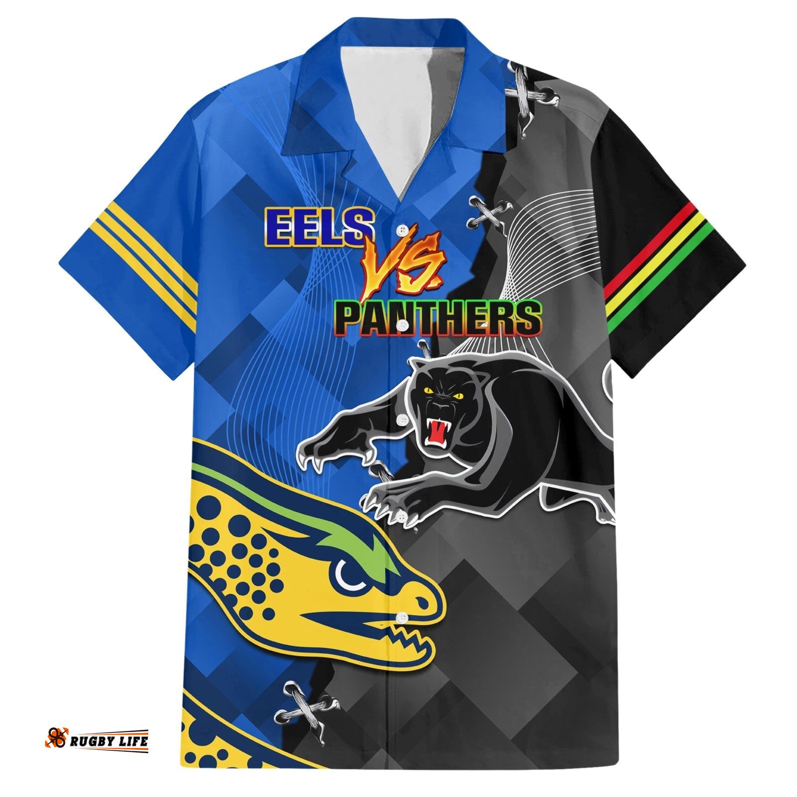 Personalised Panthers And Eels Hawaiian Shirt Sporty Version