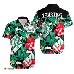 Custom Personalised Rabbitohs Rugby Hawaiian Shirt Fashion Tropical Jungle Flowers