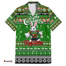 Personalized Rabbitohs Rugby Xmas Hawaiian Shirt Australia NRL Mascot