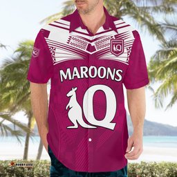 Custom Text And Number Queensland Maroon Rugby Hawaiian Shirt Origin Queensland Sporty Style