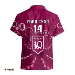 Personalised Maroons Rugby Hawaiian Shirt QLD Aboriginal Art