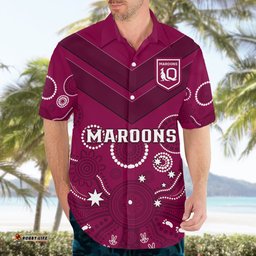 Personalised Maroons Rugby Hawaiian Shirt QLD Aboriginal Art