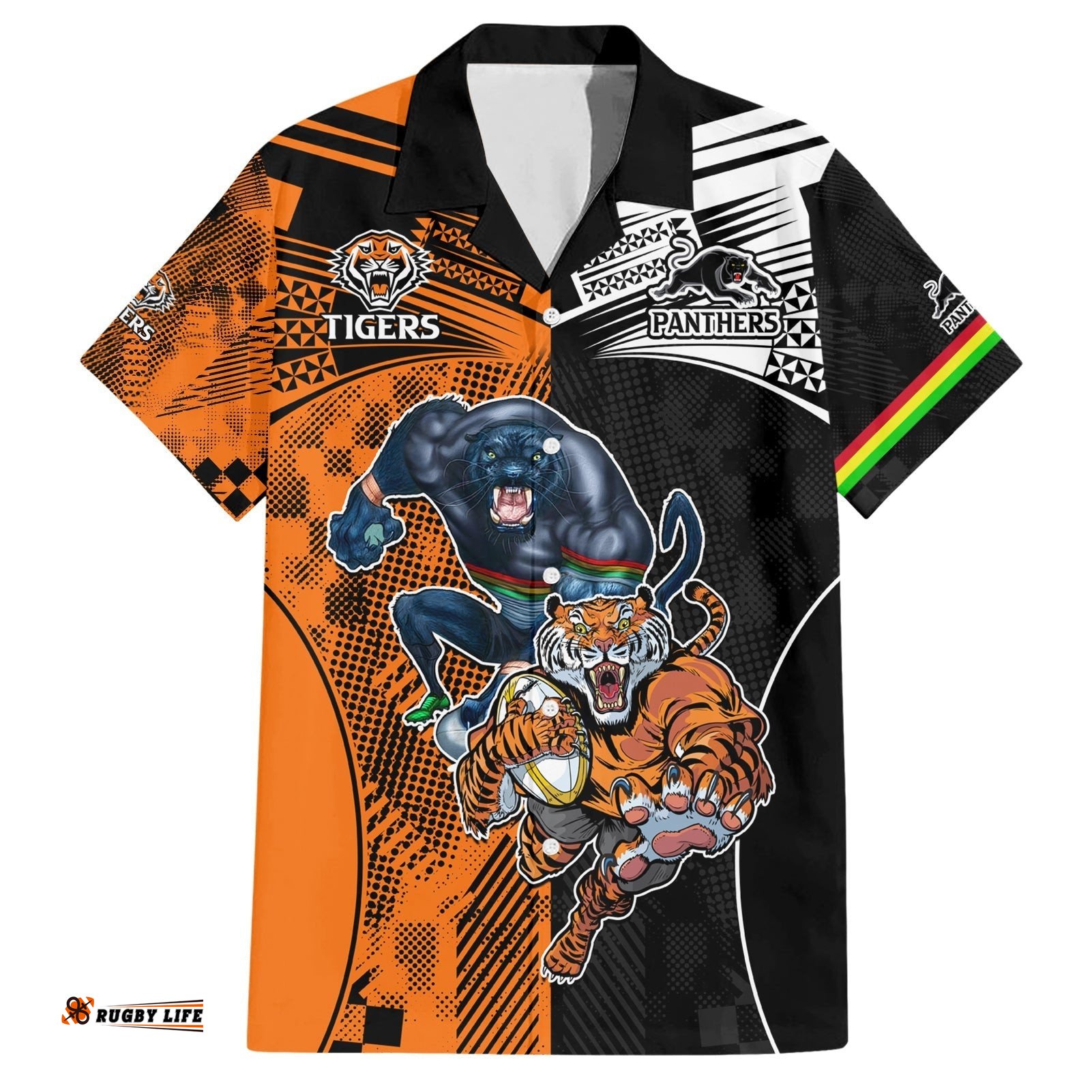 Custom NRL Tigers Combine Panthers Rugby Hawaiian Shirt Sporty Style