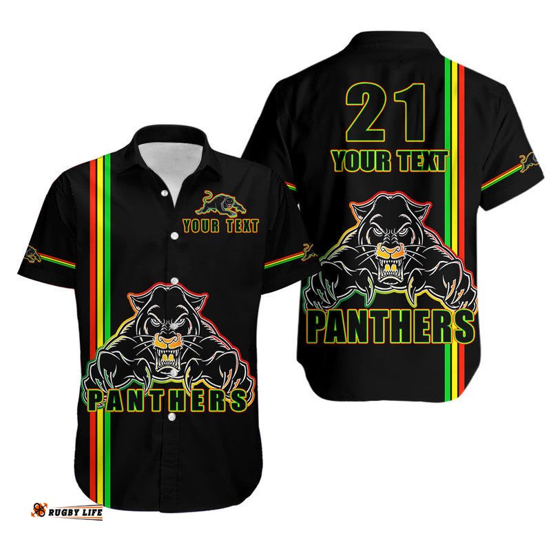 Custom Personalised Penrith Panthers Hawaiian Shirt Angry Panther Simple Style