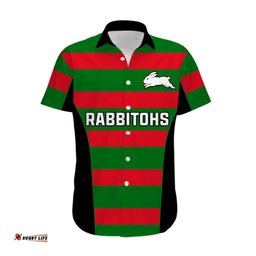 Rabbitohs Rugby Hawaiian Shirt Go Souths 1908 Sporty Style Black