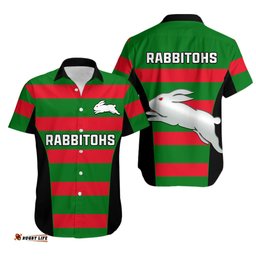 Rabbitohs Rugby Hawaiian Shirt Go Souths 1908 Sporty Style Black