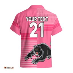 Custom Text And Number Penrith Panthers Rugby Hawaiian Shirt Proud The Panthers Comeback Pink
