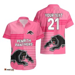 Custom Text And Number Penrith Panthers Rugby Hawaiian Shirt Proud The Panthers Comeback Pink