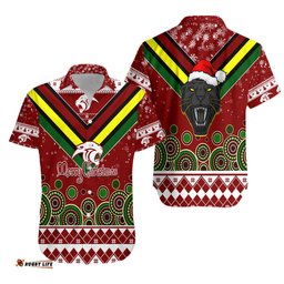 Aboriginal Christmas Black Panther With Santa Hat Hawaiian Shirt