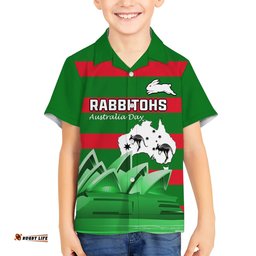 Custom Australia Day Rabbitohs Hawaiian Shirt NRL 2024 Sydney Opera House With Map