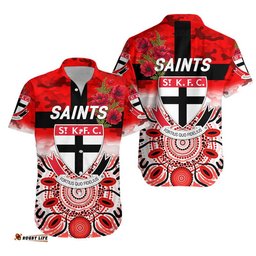 St Kilda Saints ANZAC Hawaiian Shirt Indigenous Vibes