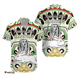 South Sydney Rabbitohs Hawaiian Shirt Indigenous Premiers Trophy White