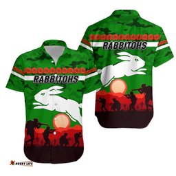 South Sydney Rabbitohs ANZAC Hawaiian Shirt Simple Style Green