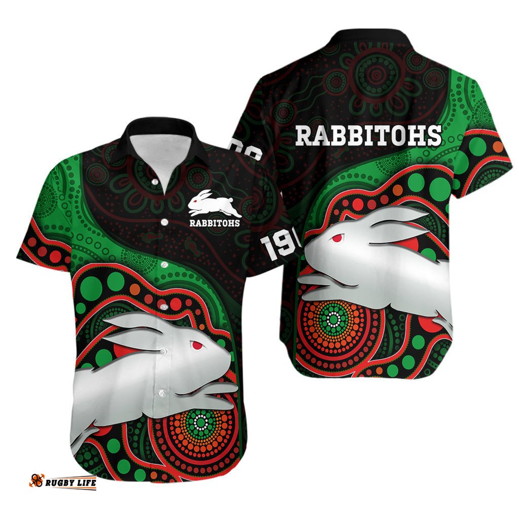 Rabbitohs Rugby Hawaiian Shirt Go Souths Indigenous Art