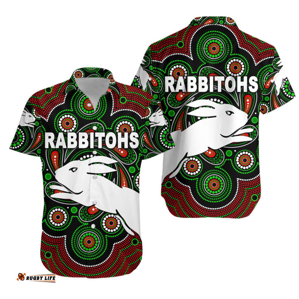 South Sydney Rabbitohs Hawaiian Shirt Indigenous Vibes Black