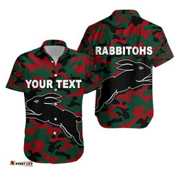 Custom Personalised South Sydney Rabbitohs Hawaiian Shirt ANZAC Day Camouflage Vibes